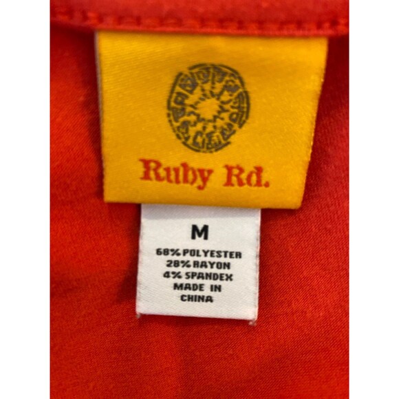 Ruby Rd. Womens Blouse Size Medium Top Tangerine Orange Unique Overlay + Stretch - Picture 6 of 8